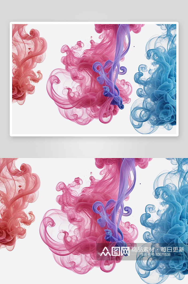 移动粉红色蓝色烟雾一个白色背景图片素材