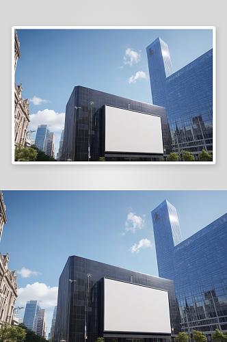 金融大楼前空白广告牌图片