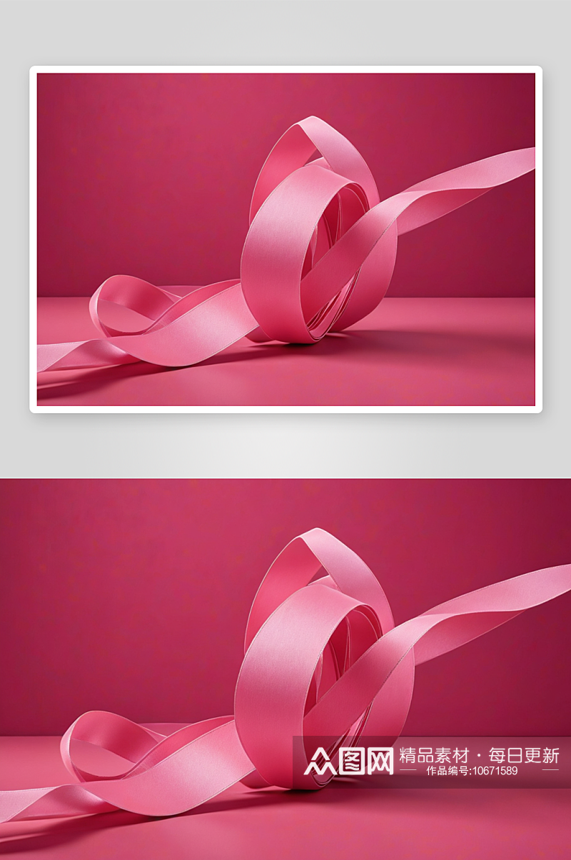 粉色背景抽象卷丝带独家奢侈品牌图片素材