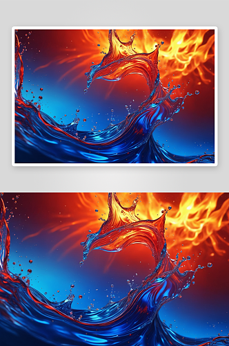 水火焰红色蓝色艺术背景图片