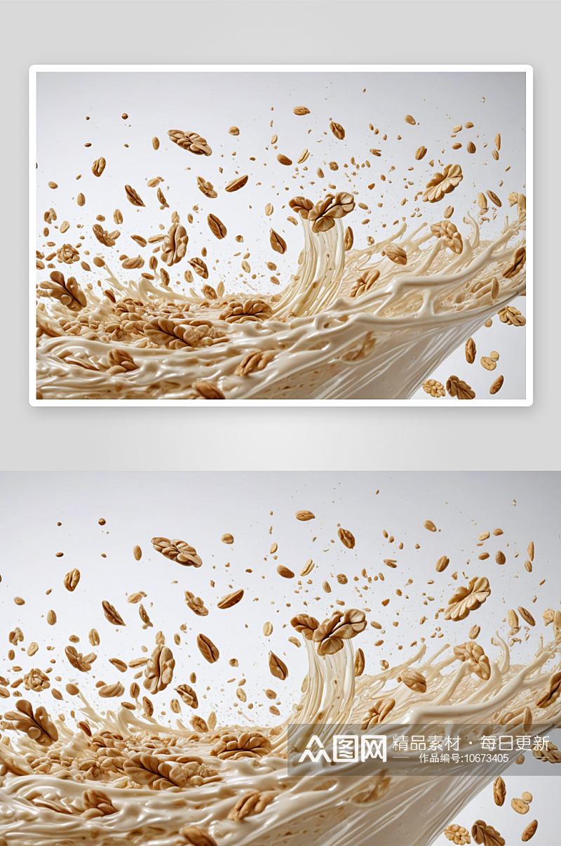 高速跳动燕麦片白色背景棚拍广告素材图片素材