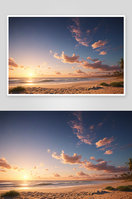 风景日落海滩图片