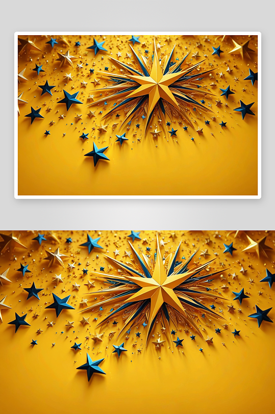 抽象黄色背景彩色闪亮星星图片