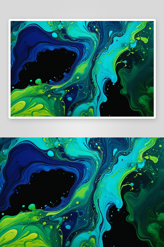 抽象背景绿色蓝色墨水液体纹理混合画布图片