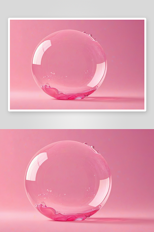 一个带有粉色粉彩背景抽象气泡渲染图片