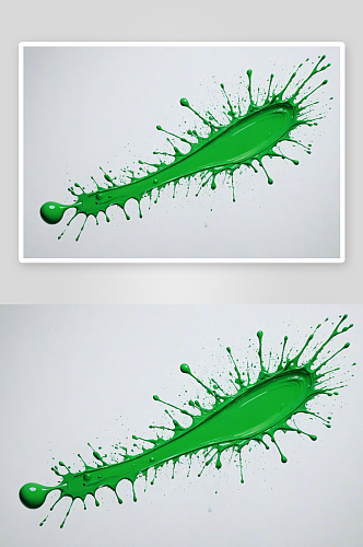 一滴绿色丙烯颜料溅空白画布图片