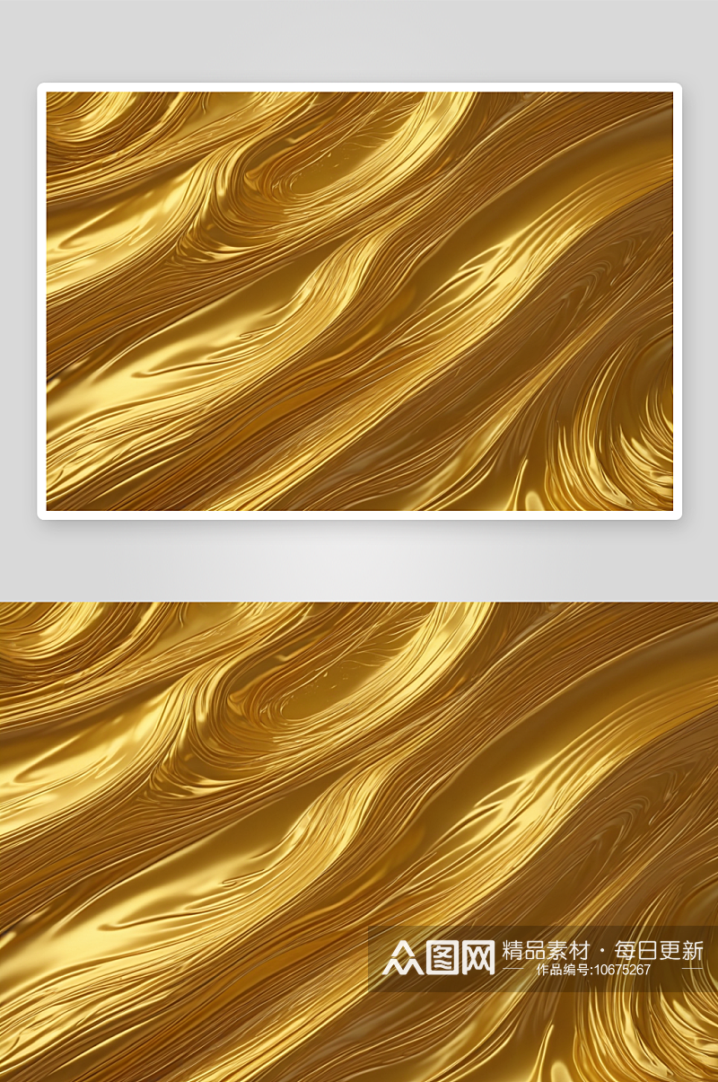 流动闪亮金色油漆波浪图案图片素材