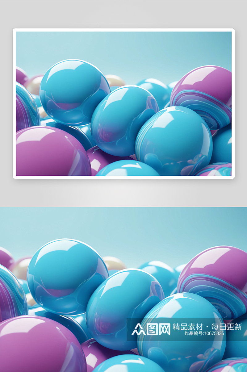 蓝色糖果色彩带背景三维渲染图片素材