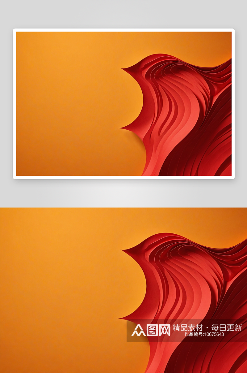 剪纸背景红色抽象波浪形状时尚设计图片素材