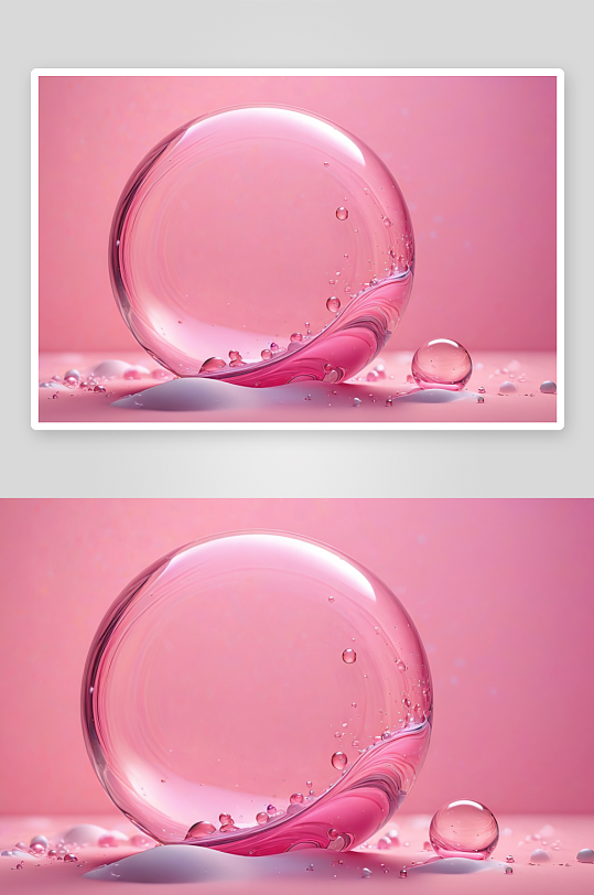一个带有粉色粉彩背景抽象气泡渲染图片