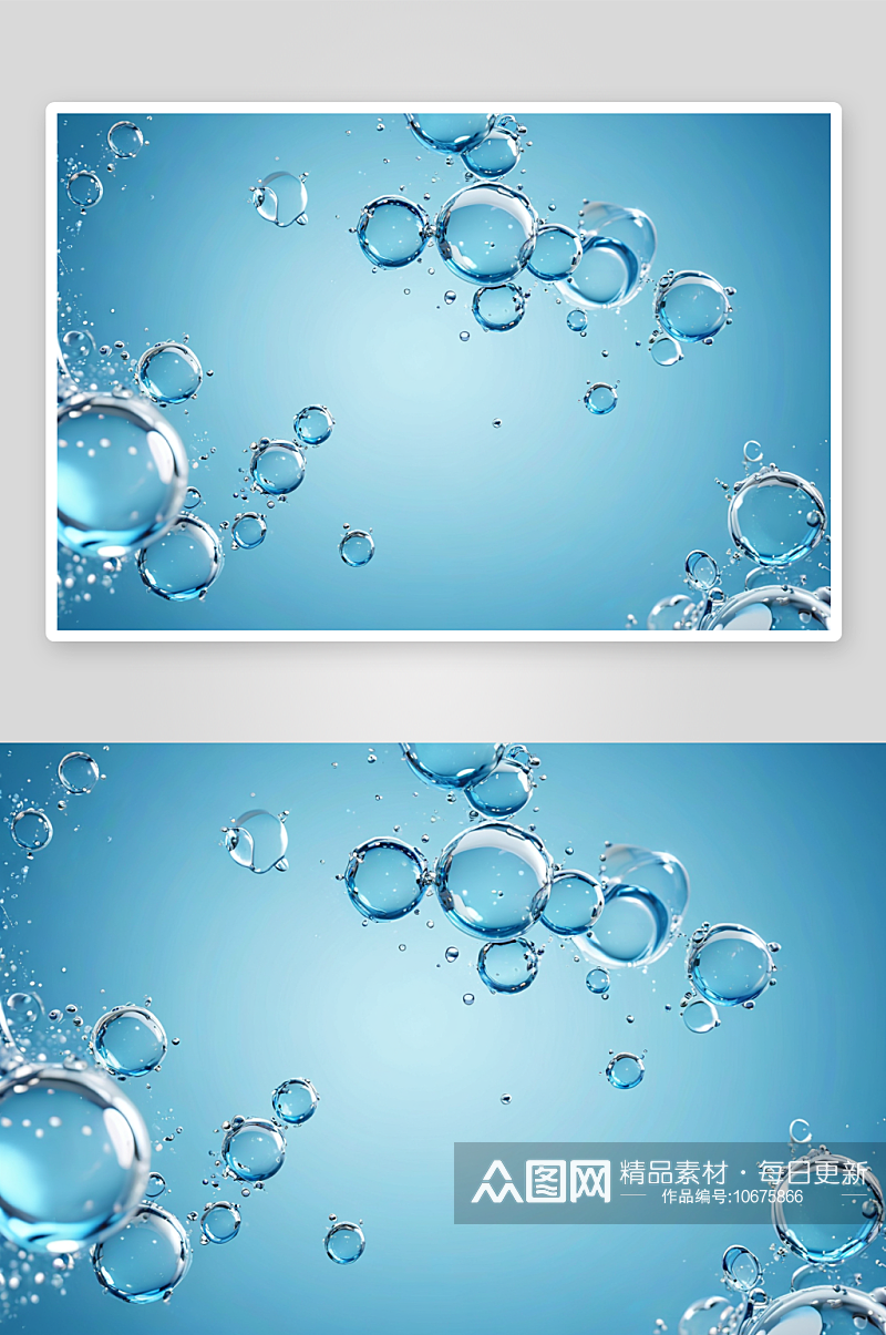 渲染微观分子水气泡化妆品广告背景图片素材