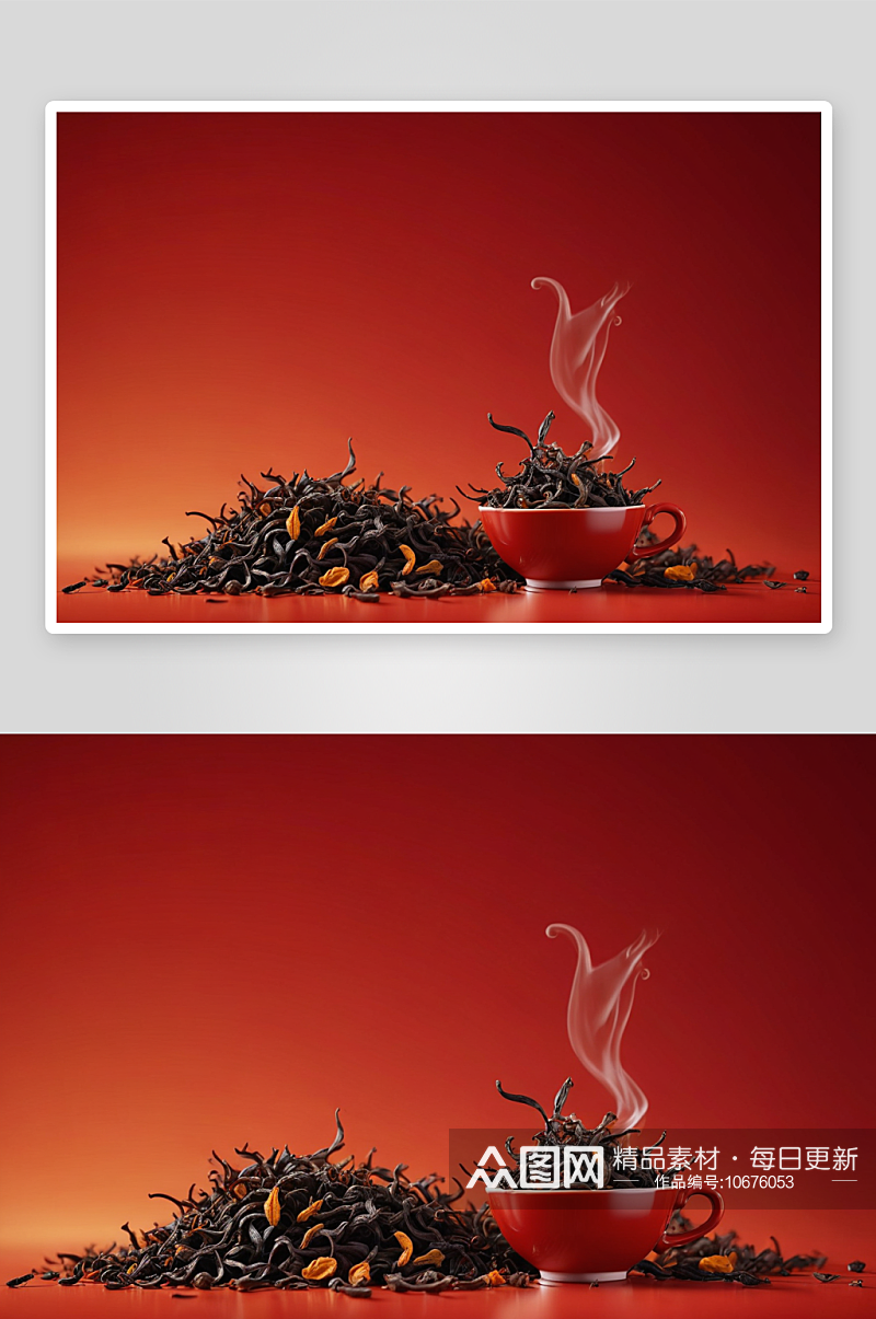 红色背景跳动滇红毛峰红茶广告素材图片素材
