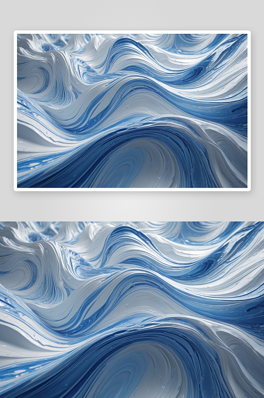 三维渲染蓝白相间流动方片碎片图片