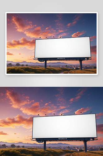 广告牌空白广告横幅媒体显示天空背景图片