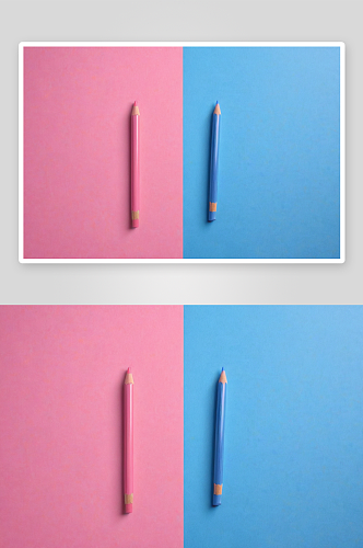 粉红色蓝色背景彩色铅笔图片