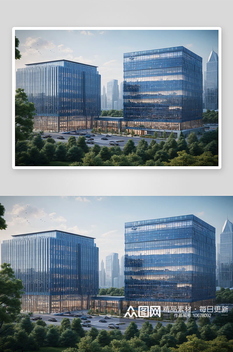 无人建筑群城办公大楼金融广告背景图图片素材