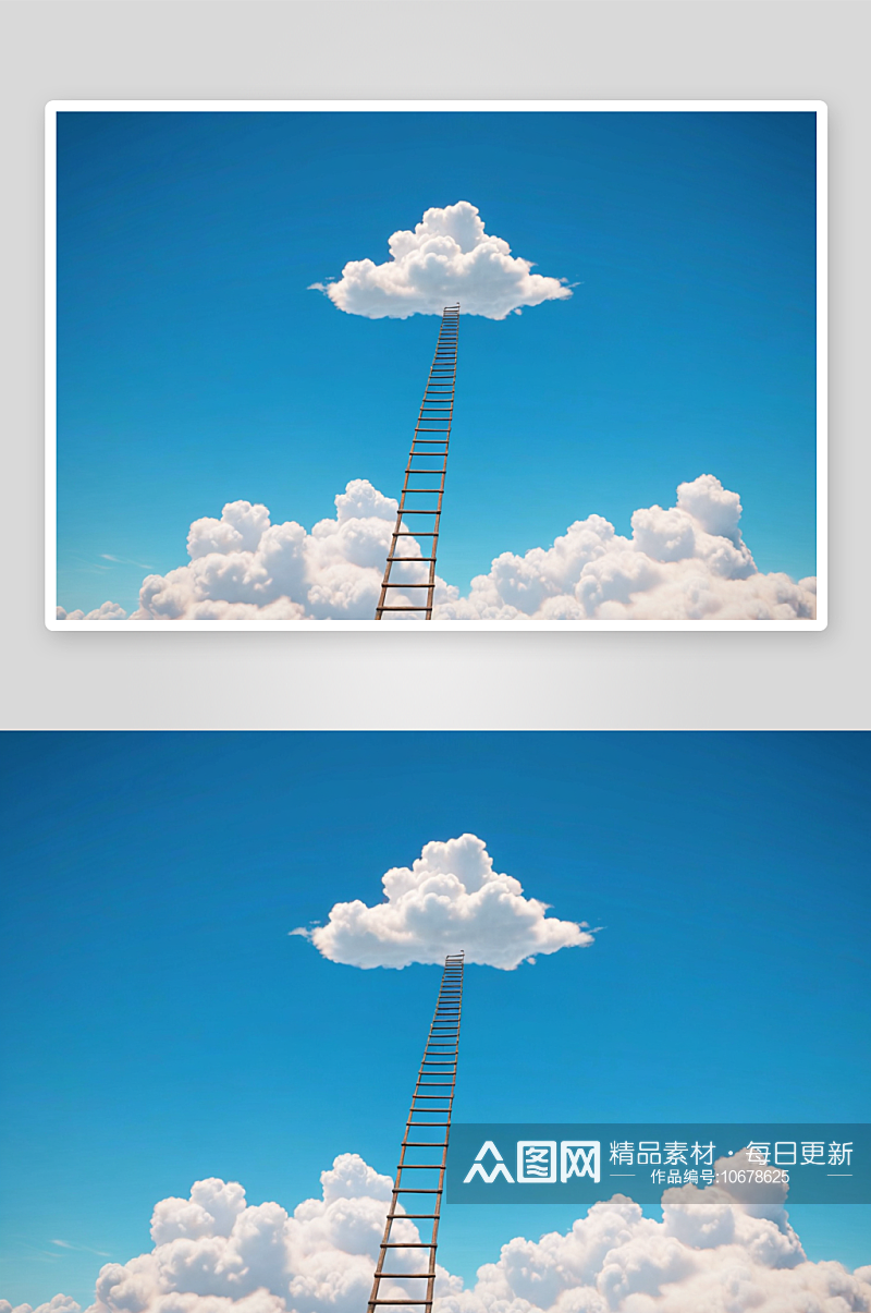 云朵梯子三维图形背景图片素材
