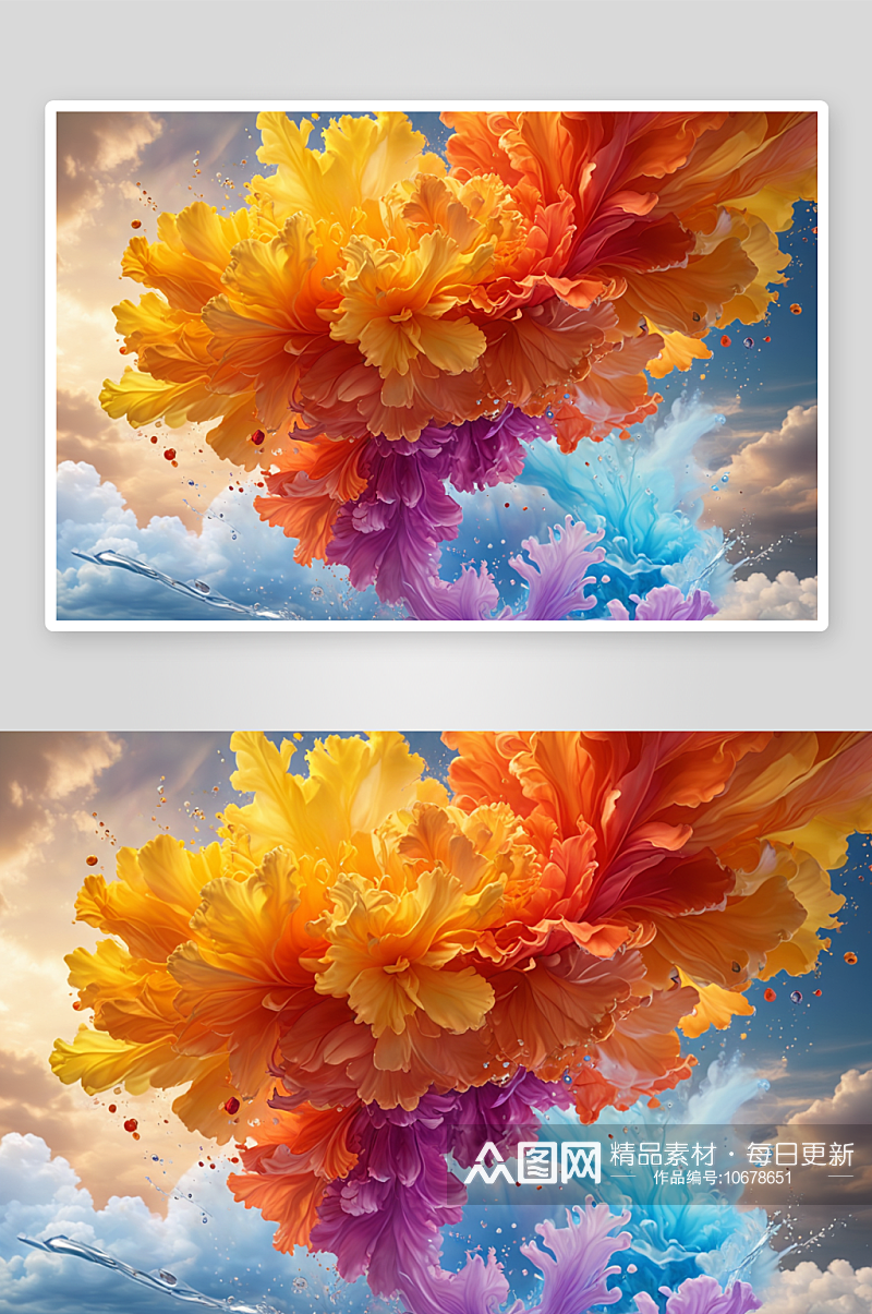 花油漆水中创造美丽形状彩云图片素材
