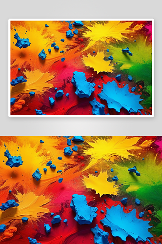 多种色彩颜料混合成抽象画面图片