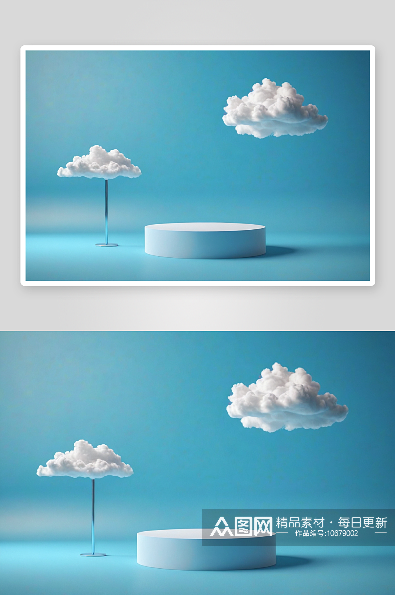 产品展台三维图形云朵背景图片素材
