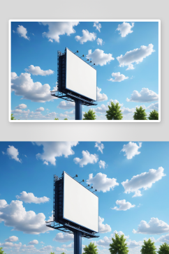蓝色天空背景下空白广告牌图片