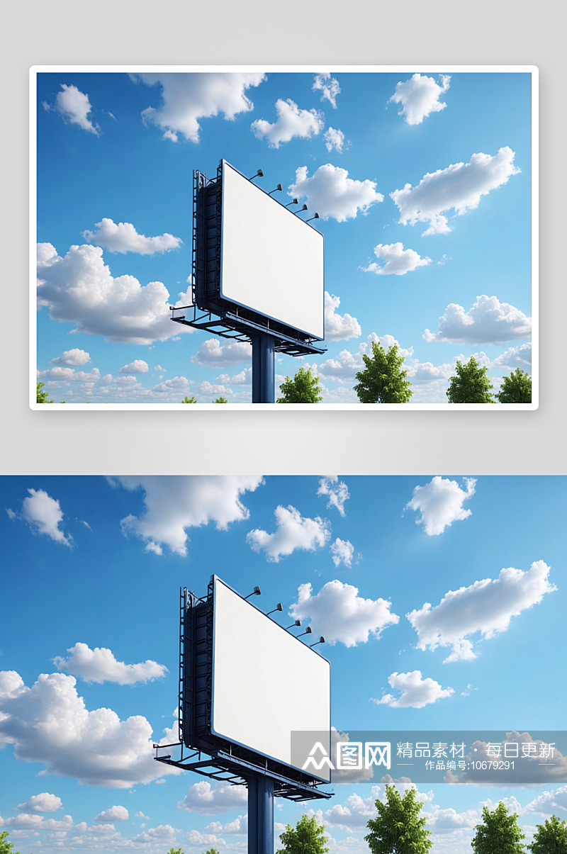 蓝色天空背景下空白广告牌图片素材