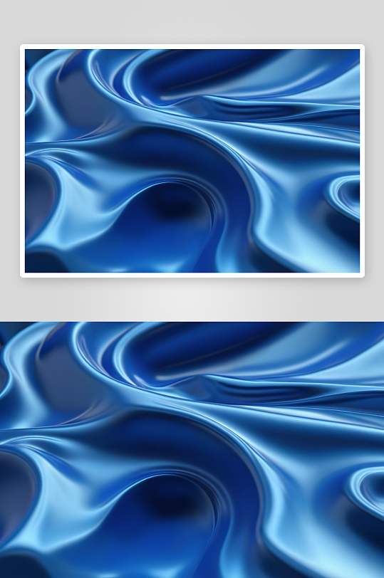 蓝色流动曲面金属三维渲染图片