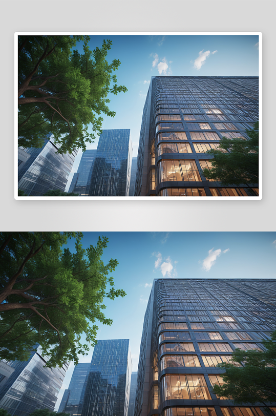 无人建筑群城办公大楼金融广告背景图图片