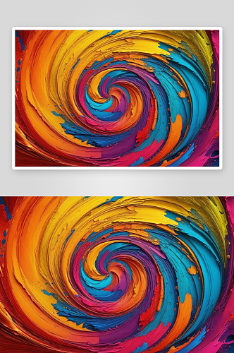 多种色彩颜料混合成抽象画面图片
