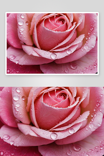 粉色玫瑰特写花瓣有水滴图片