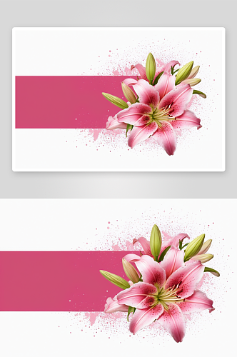 粉色百合花横幅图片