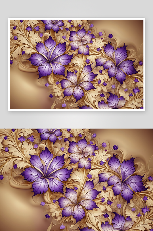 花背景紫色米色调色板分形设计图片