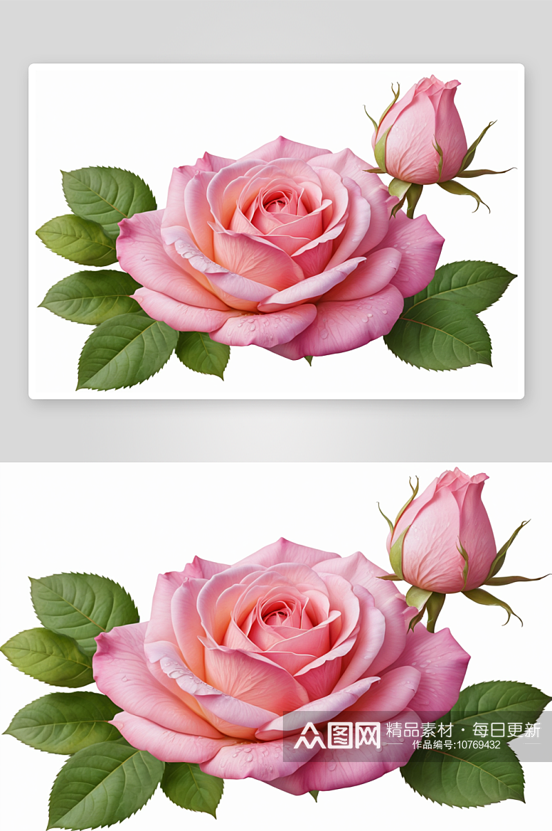 粉红色玫瑰插图图片素材