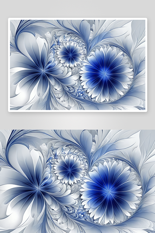 花背景蓝白调色板分形设计图片