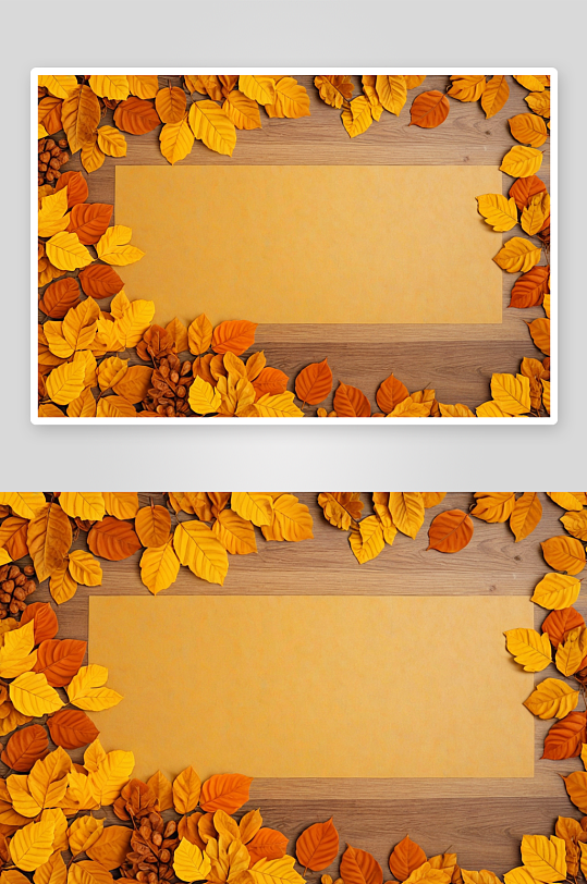 胡桃秋天桔黄色树叶背景图片
