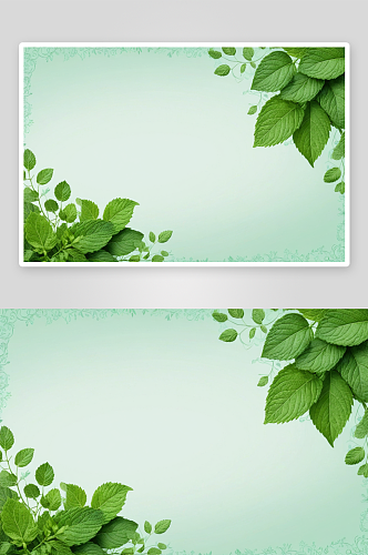 边框框架绿叶薄荷背景图片