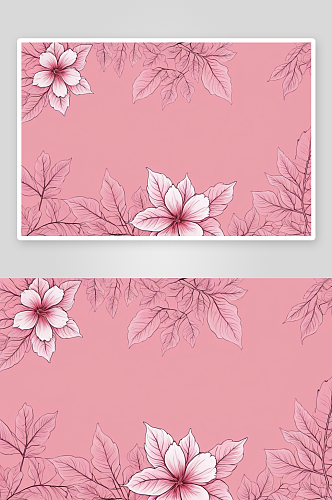 粉红色背景花朵叶子轮廓图片