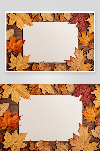 背景干燥秋天五颜六色叶子空空间图片