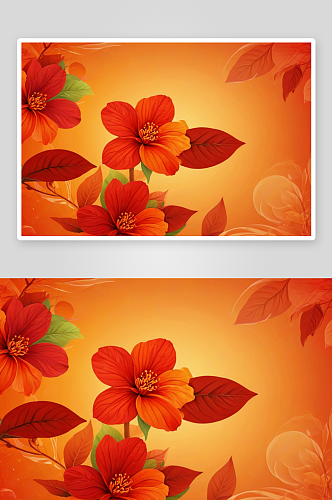 红色橙色花朵叶子抽象背景图片