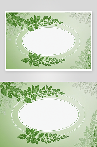 白色椭圆形框架集中线条叶子绿色背景图片