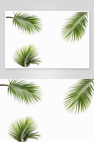 白色背景棕榈树叶子图片