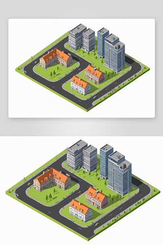 等距城建筑现代城街建设图片