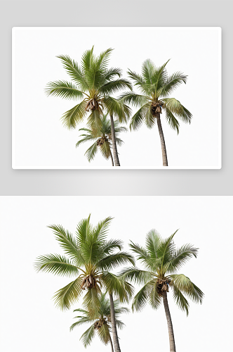 白色背景棕榈树图片