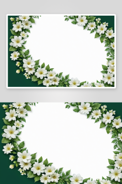 翠绿色背景下白花花环图片