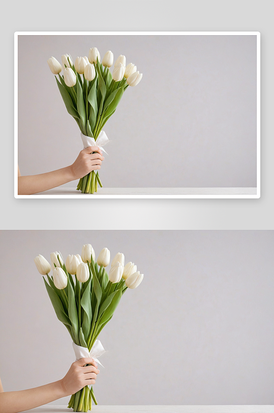 春天鲜郁金香束母亲节白色美丽颜色图片