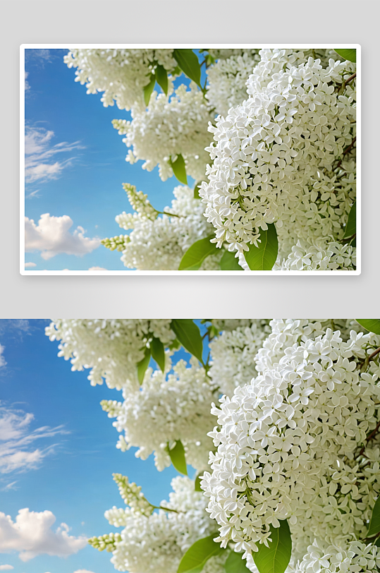 春天风景枝盛开白色丁香花浪漫横幅空间图片