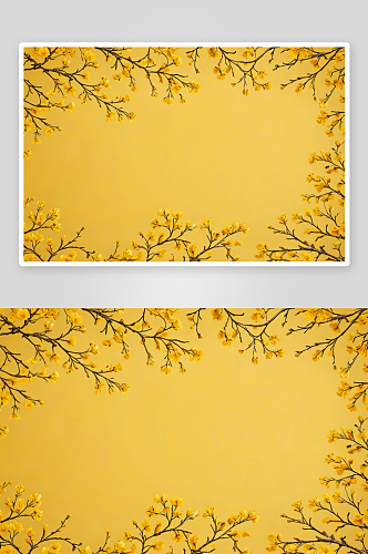 创意图案组成自然分支黄色花柔颜色背景图片