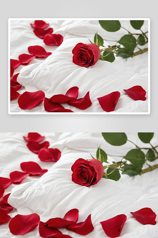 床有红玫瑰花瓣玫瑰花图片