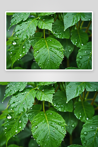 抽象自然背景绿色植物叶子雨滴图片