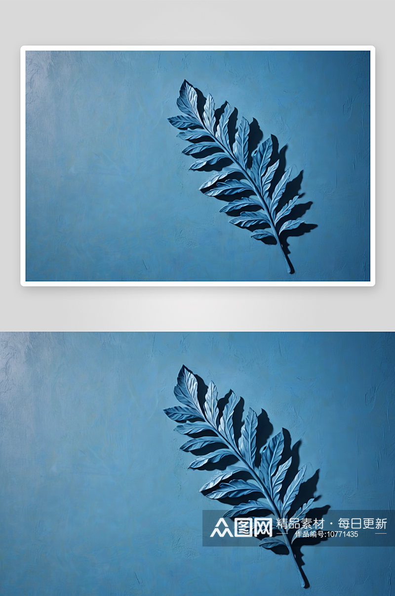 抽象背景蓝色石膏墙叶影图片素材